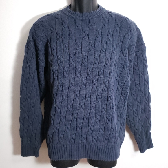 Eddie Bauer Other - 🔴 Eddie Bauer Blue Cable Knit Crew Neck Sweater